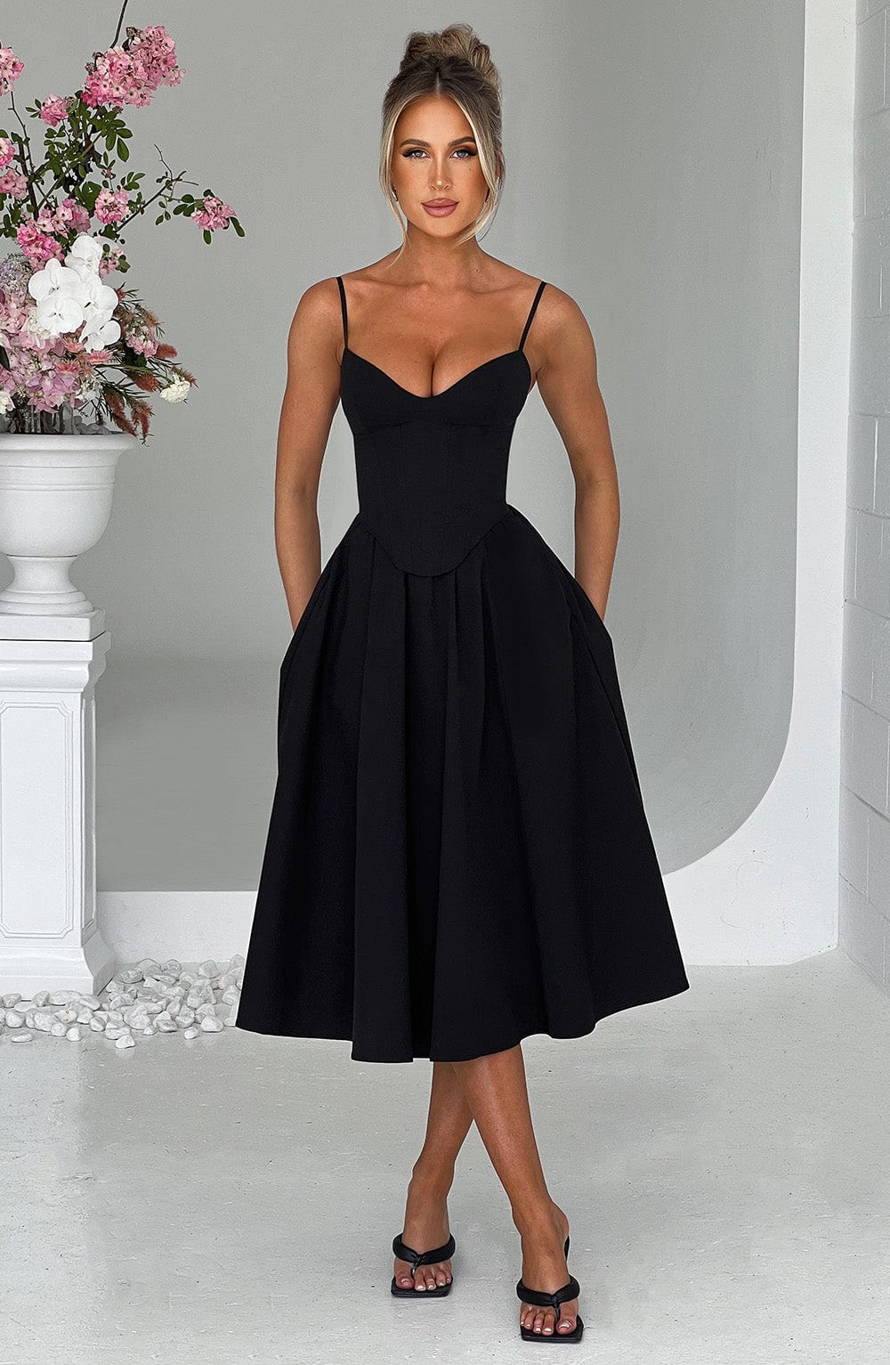 Black Mariella Lemon Midi Dress