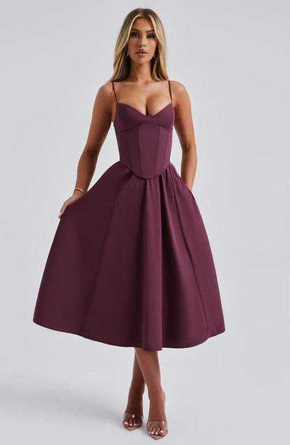 Cherry Lacquer Mariella Lemon Midi Dress