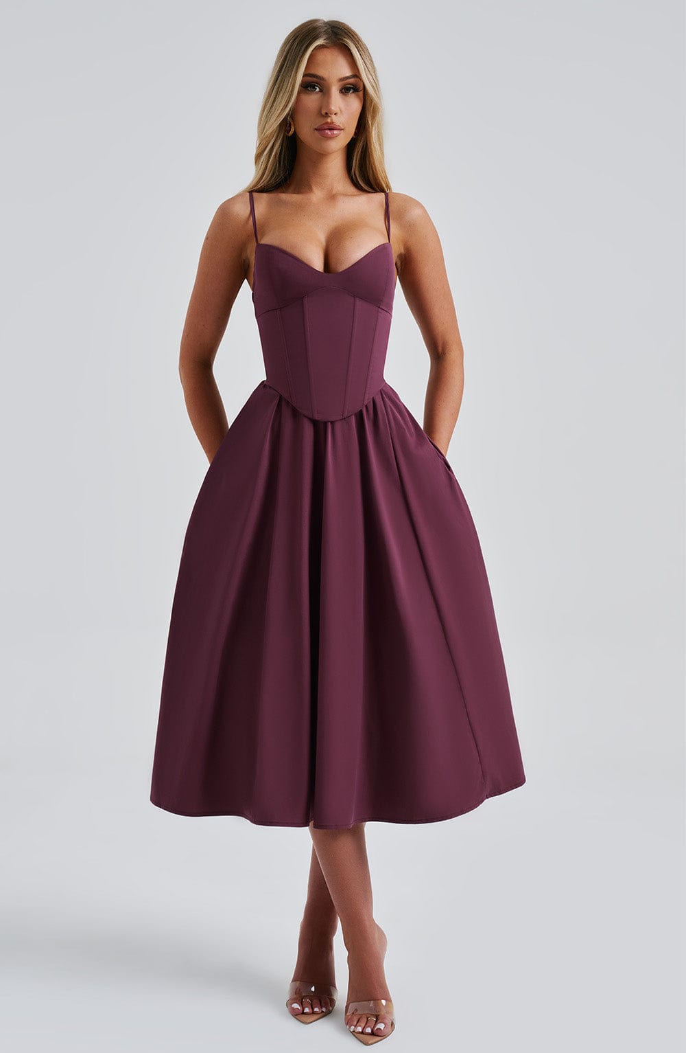 Cherry Lacquer Mariella Lemon Midi Dress