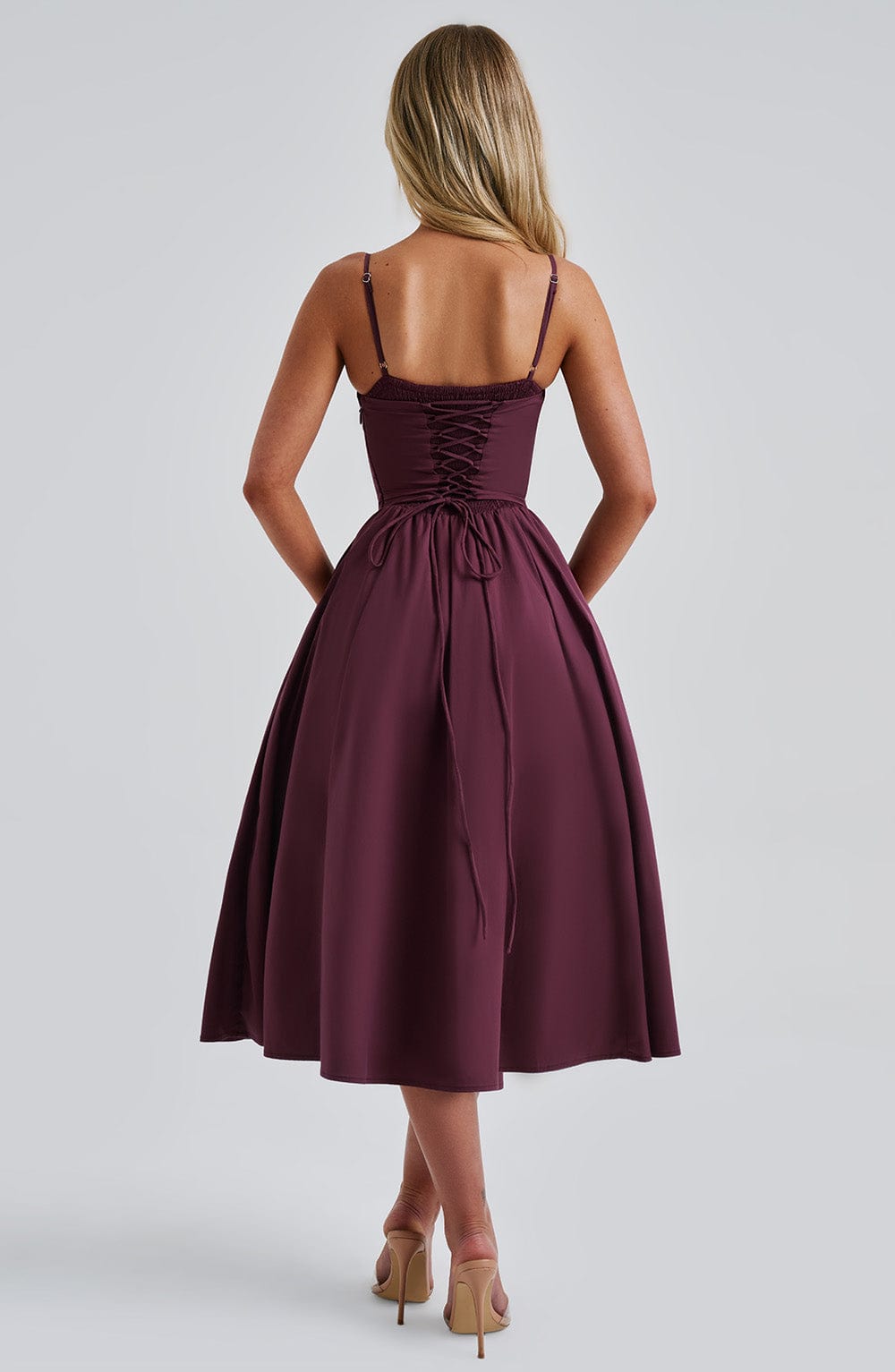 Cherry Lacquer Mariella Lemon Midi Dress