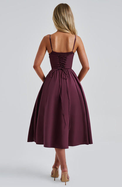 Cherry Lacquer Mariella Lemon Midi Dress