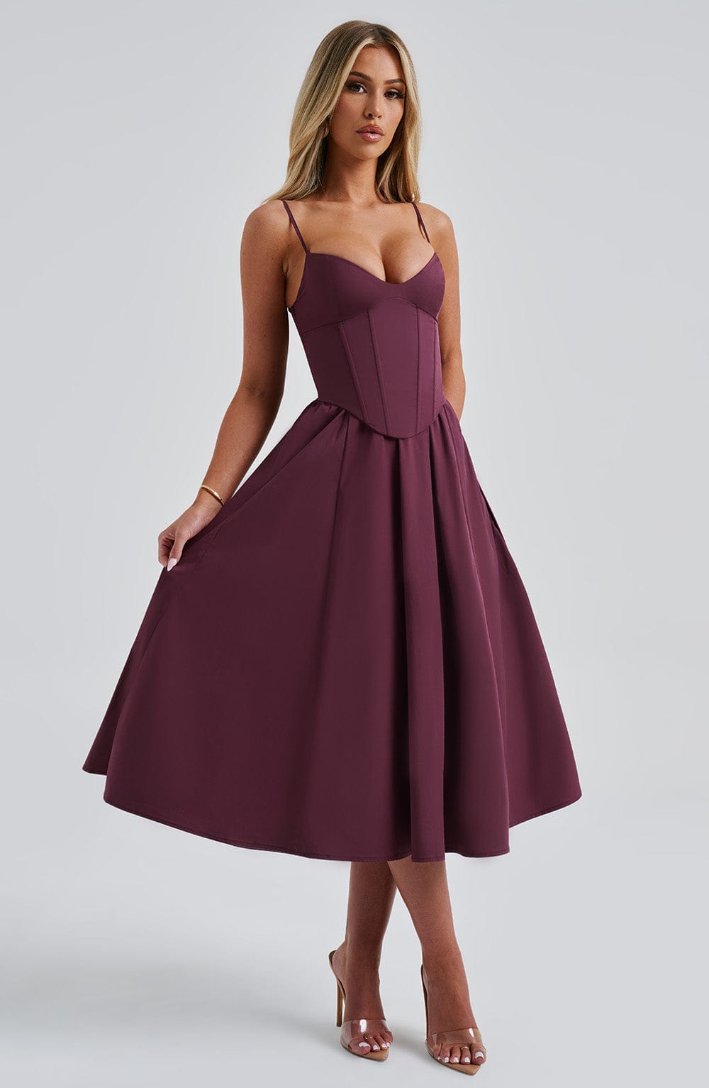 Cherry Lacquer Mariella Lemon Midi Dress