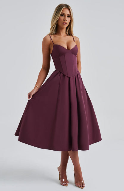 Cherry Lacquer Mariella Lemon Midi Dress