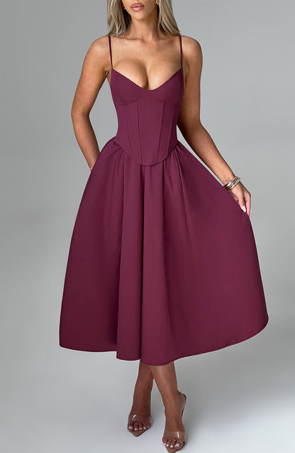 Cherry Lacquer Mariella Lemon Midi Dress