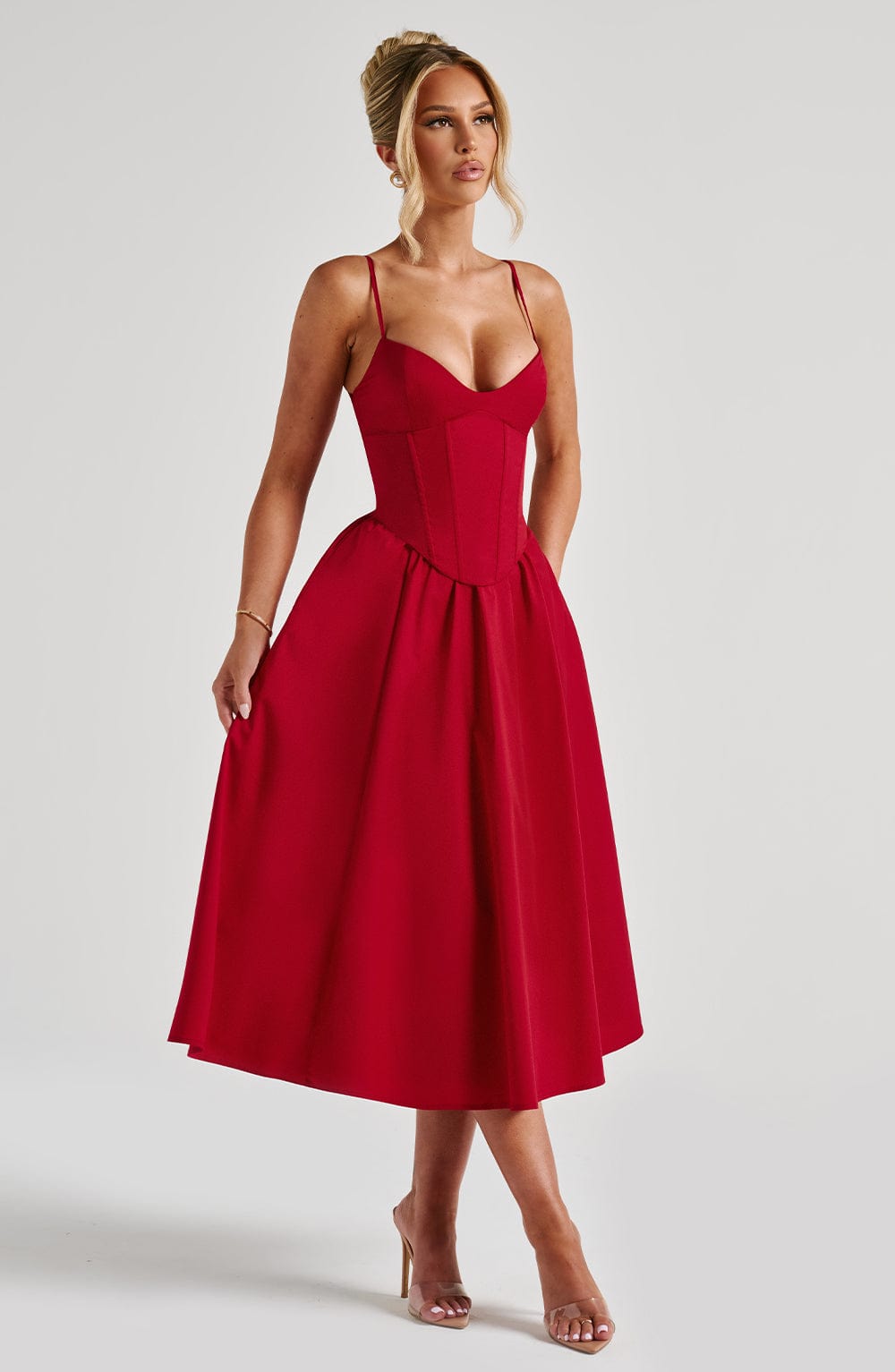 Red Mariella Lemon Midi Dress
