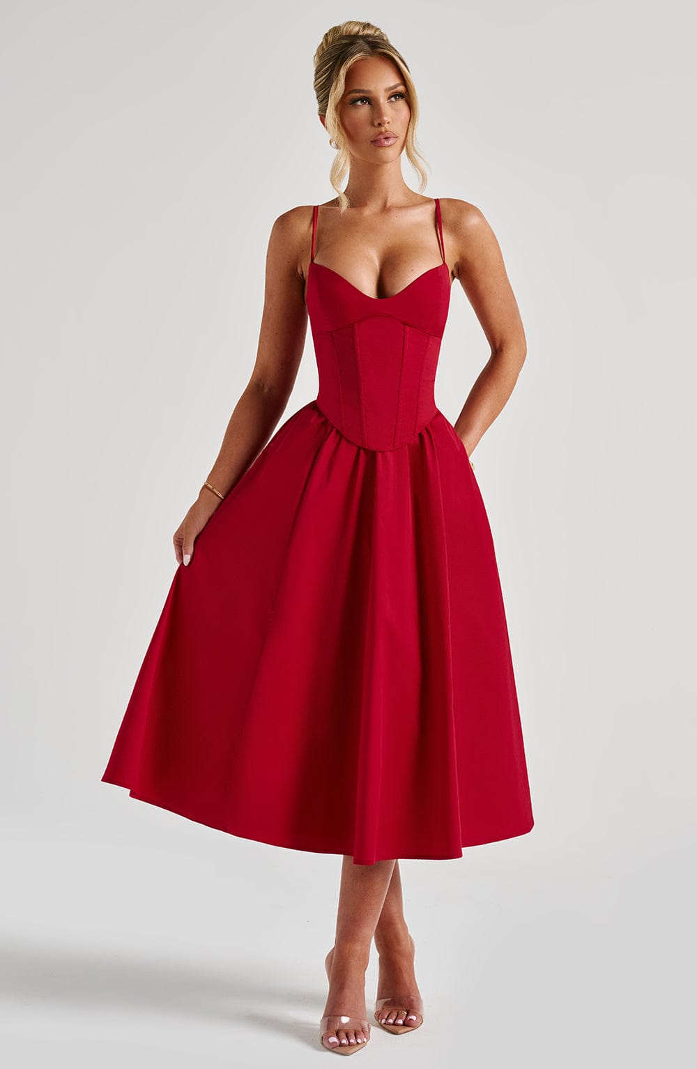 Red Mariella Lemon Midi Dress