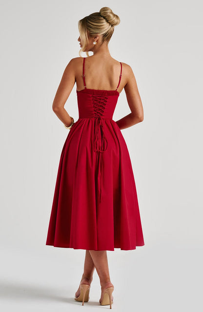 Red Mariella Lemon Midi Dress