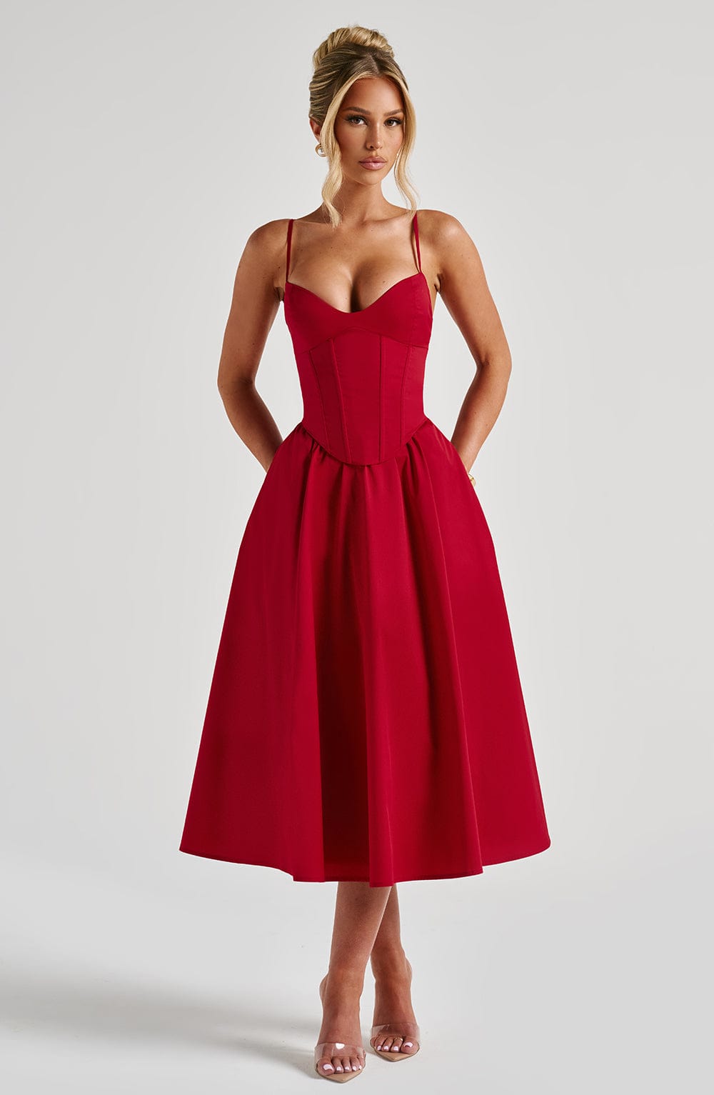 Red Mariella Lemon Midi Dress