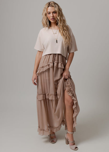 Warm Taupe Hadleigh Paisley Print Dress