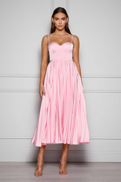 Candy Pink Valentina Emerald Silk Dress