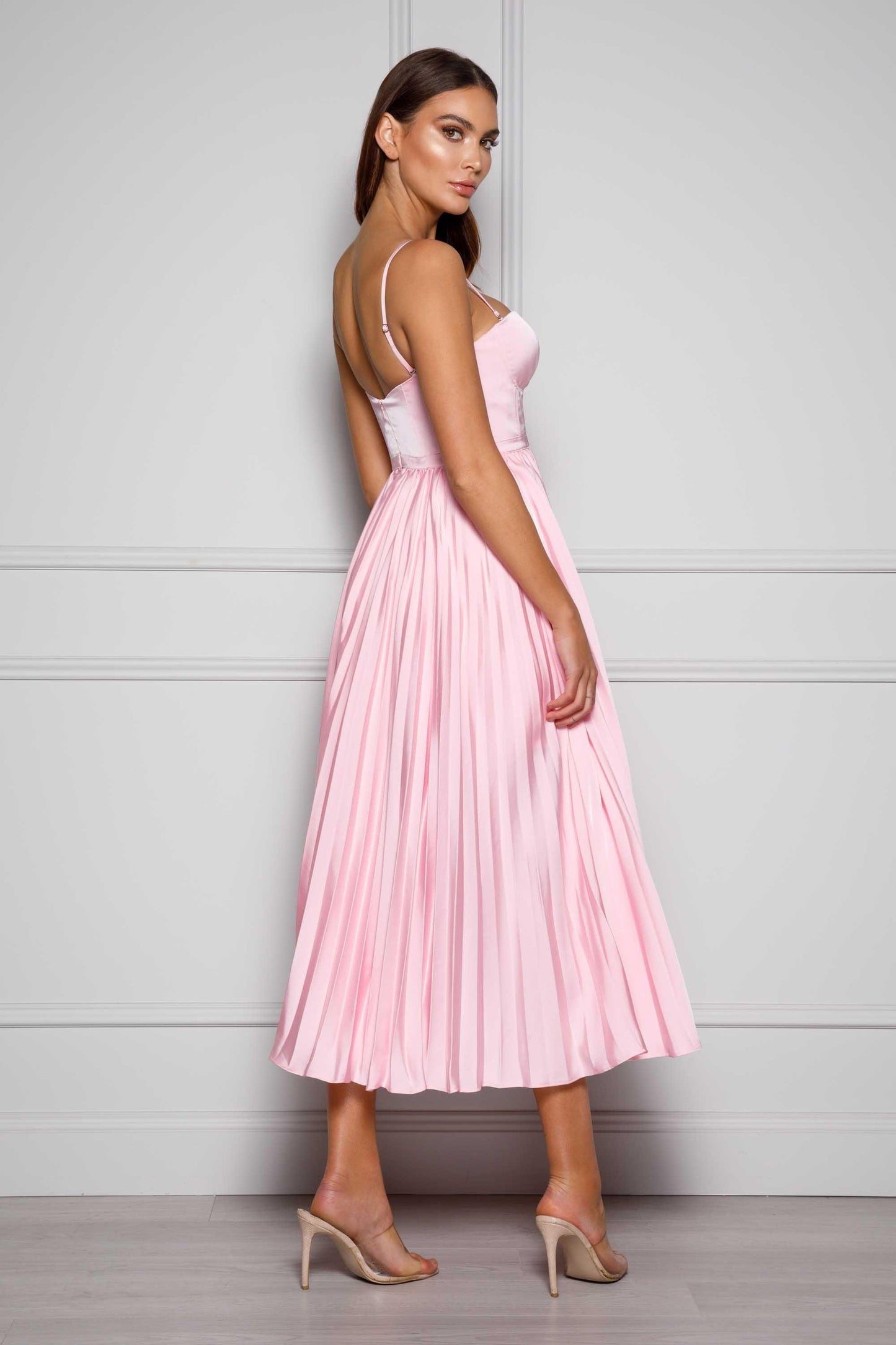 Candy Pink Valentina Emerald Silk Dress