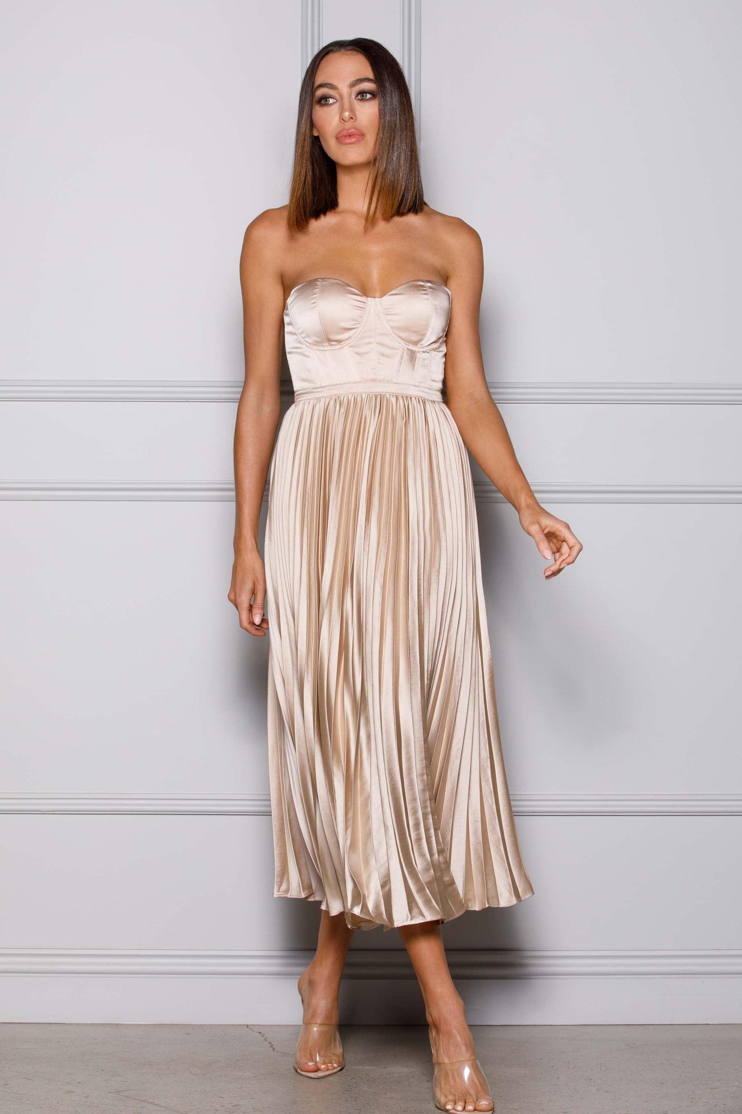 Champagne Valentina Emerald Silk Dress