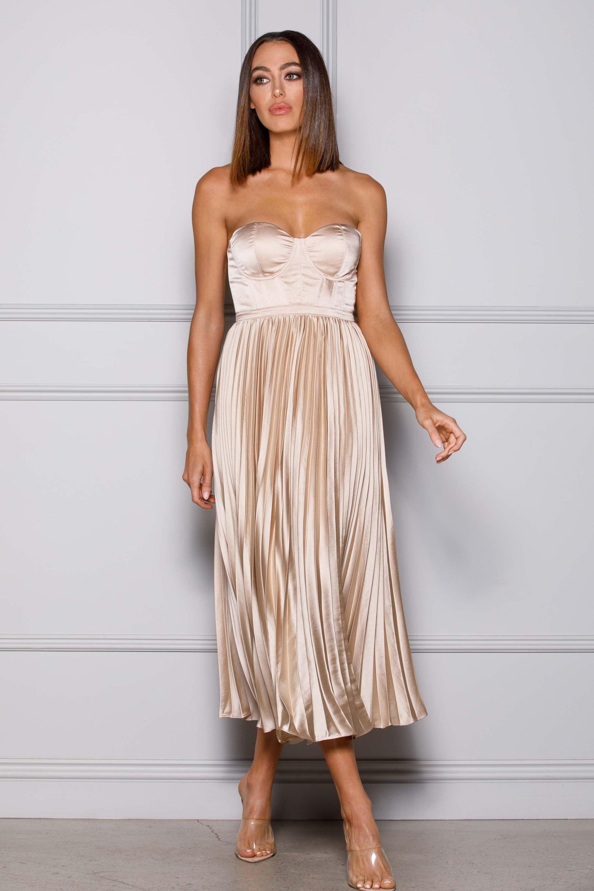 Champagne Valentina Emerald Silk Dress