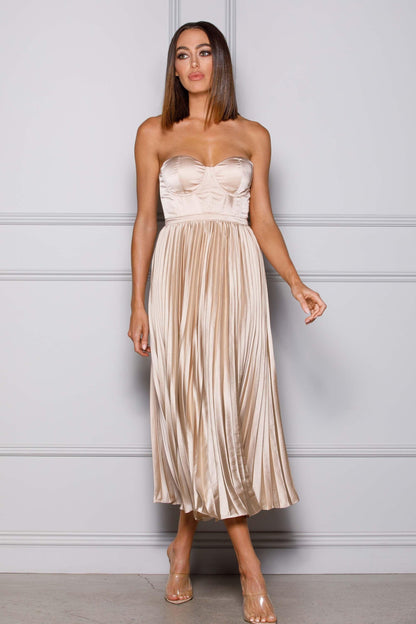 Champagne Valentina Emerald Silk Dress