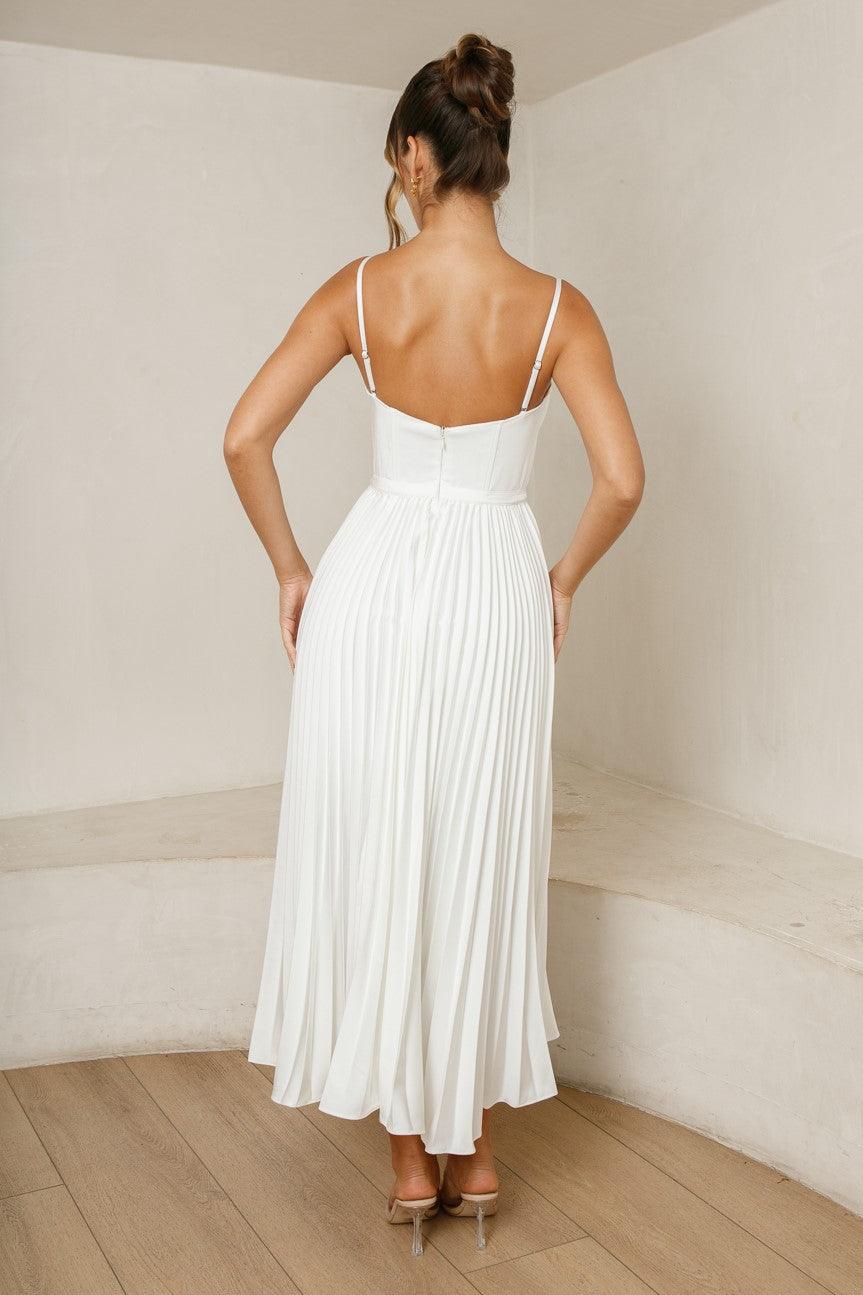 White Valentina Emerald Silk Dress