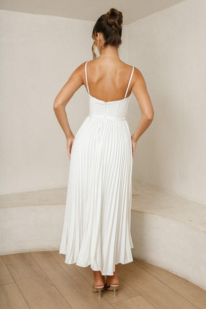 White Valentina Emerald Silk Dress