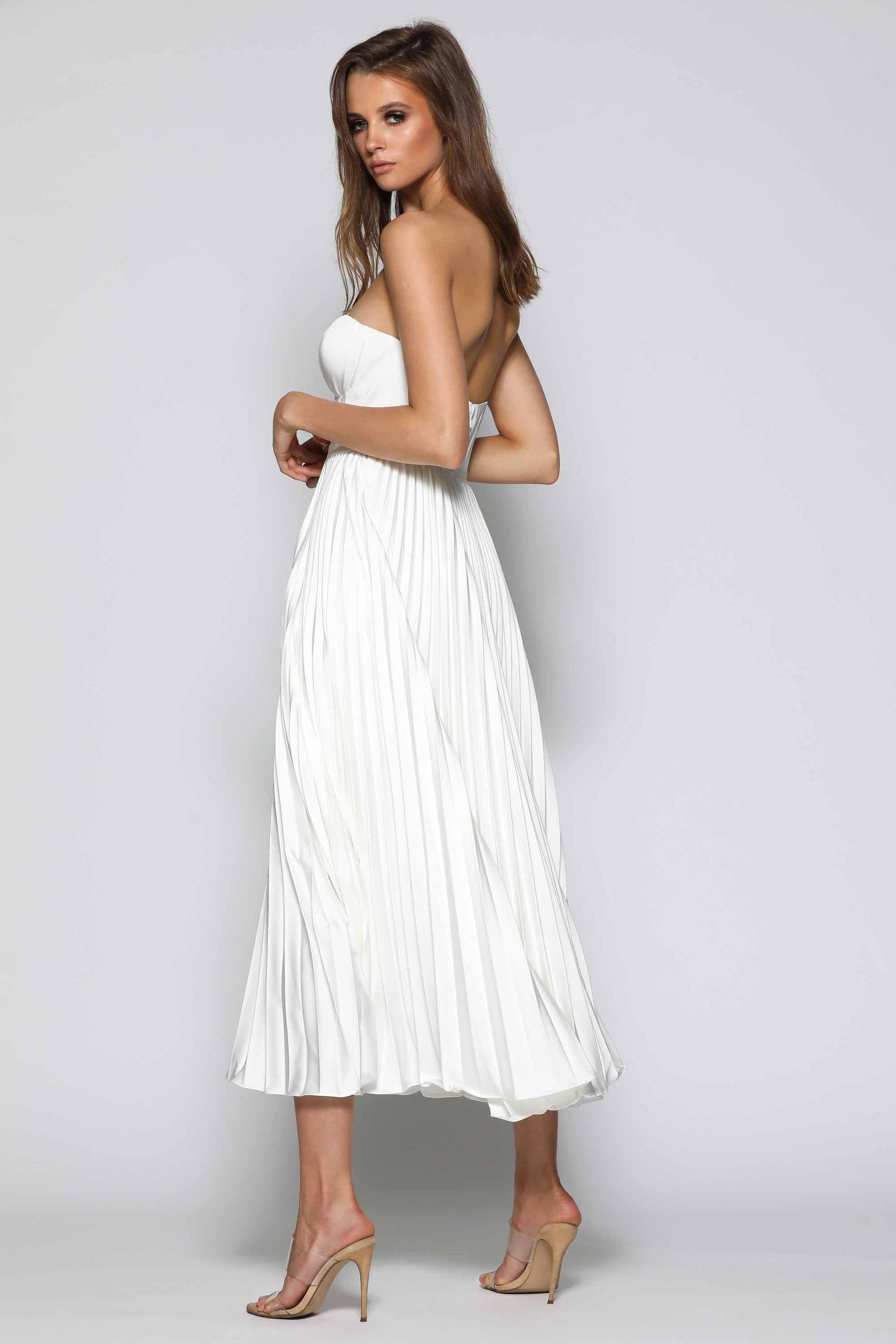 White Valentina Emerald Silk Dress