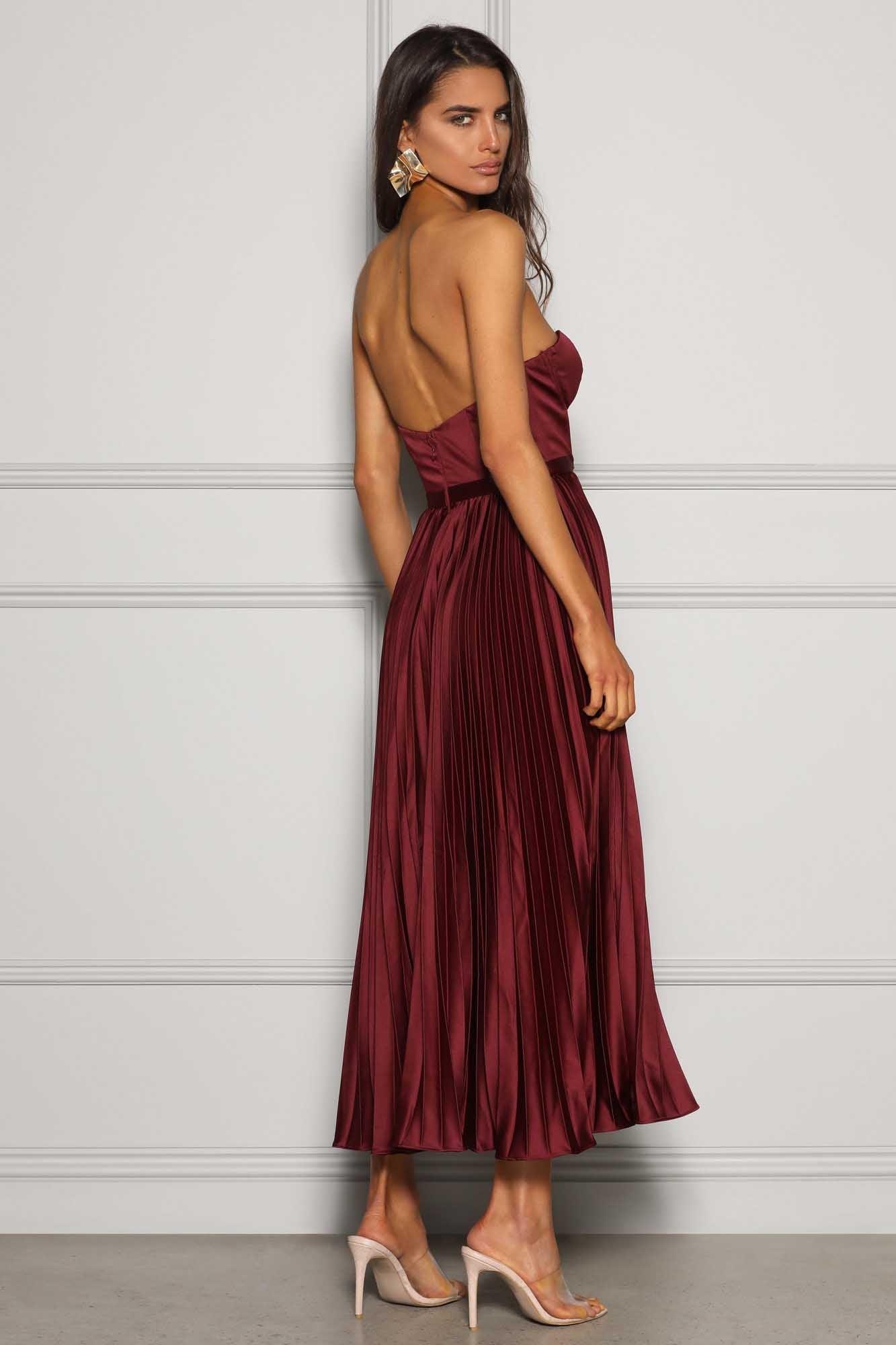 Wine Valentina Emerald Silk Dress