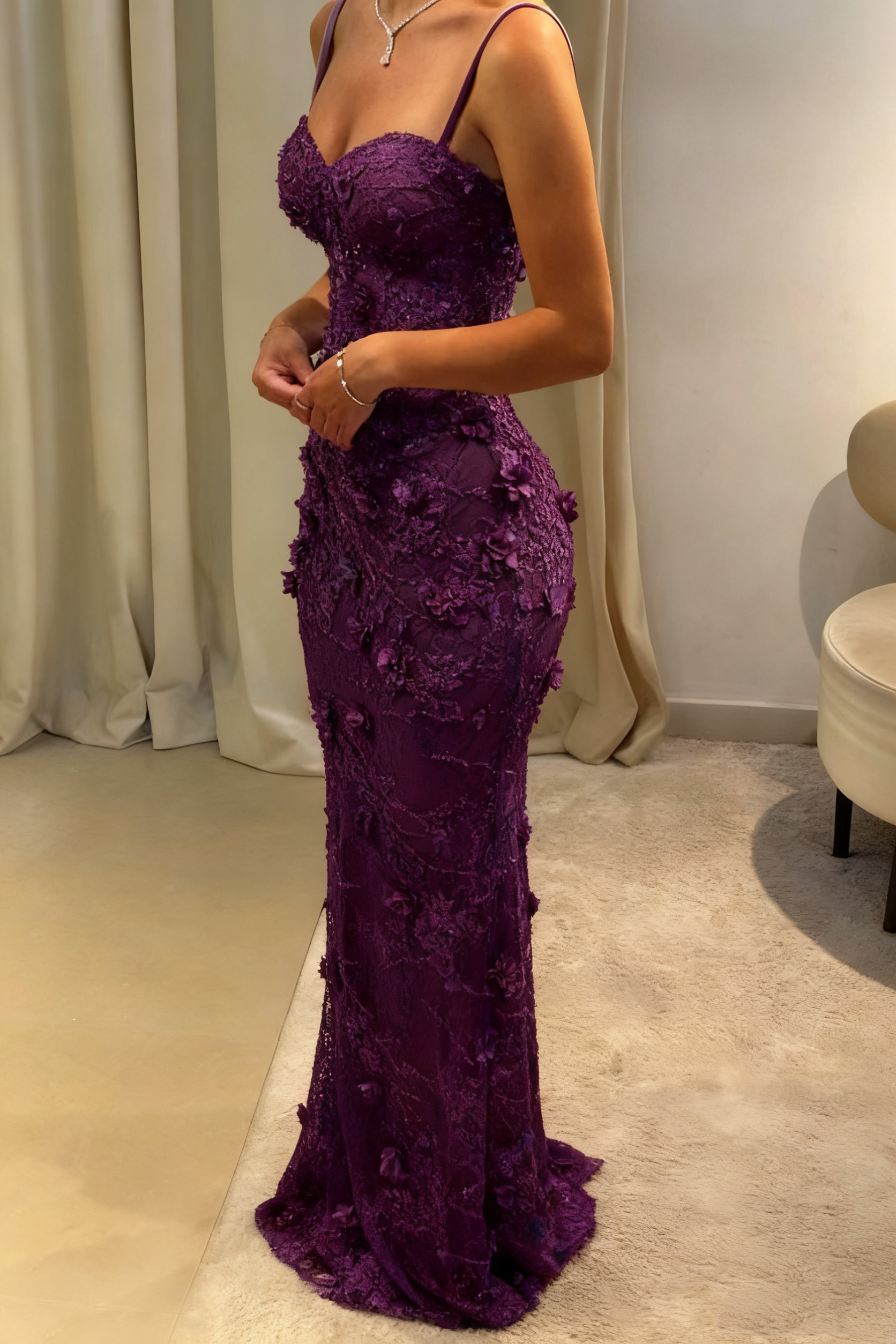 Light Blue Margot Mermaid Spaghetti Strap Gown
