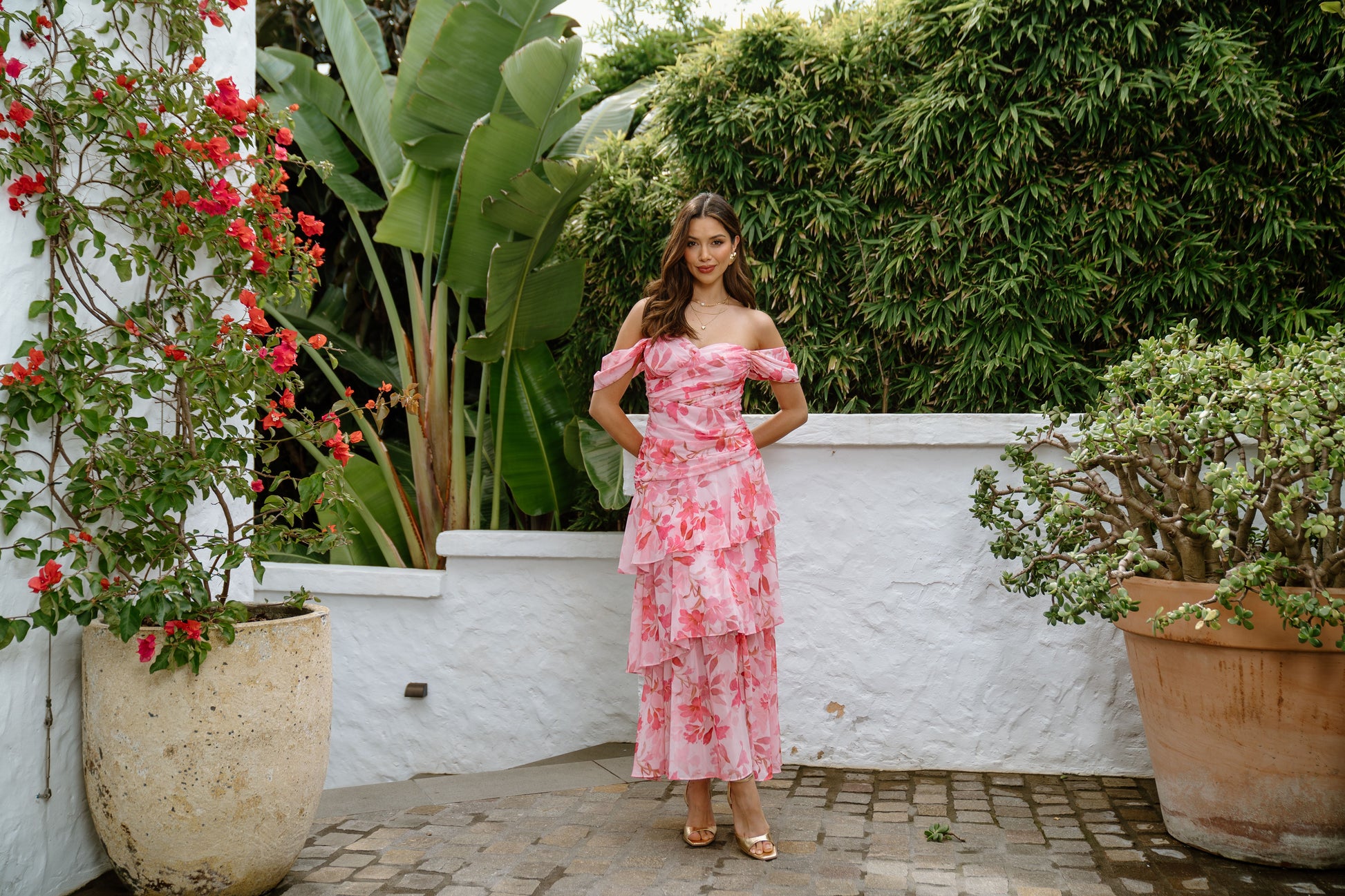 Pink Jenna Floral Maxi Dress