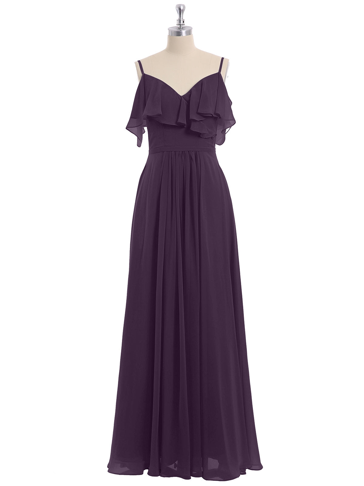 Plum Valentina Chiffon Off-Shoulder Dress