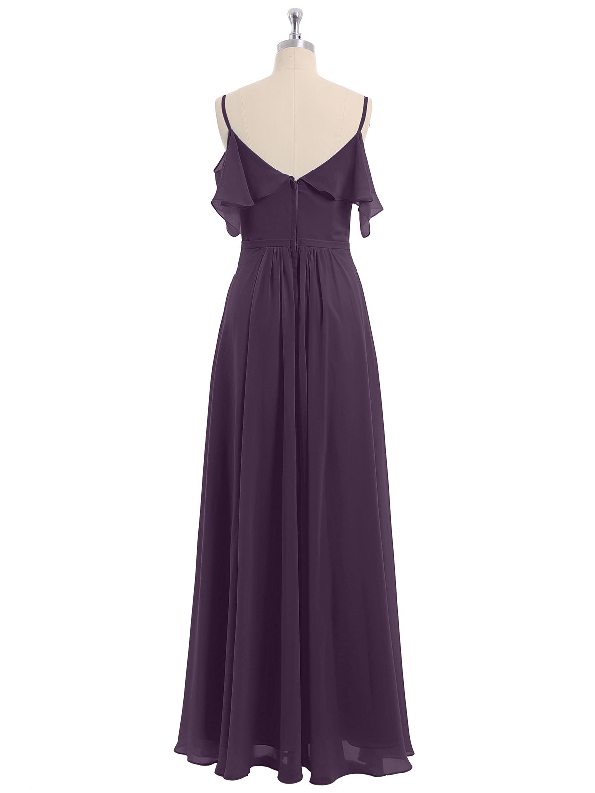 Plum Valentina Chiffon Off-Shoulder Dress