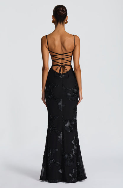 Black Nefertiti Plum Maxi Dress