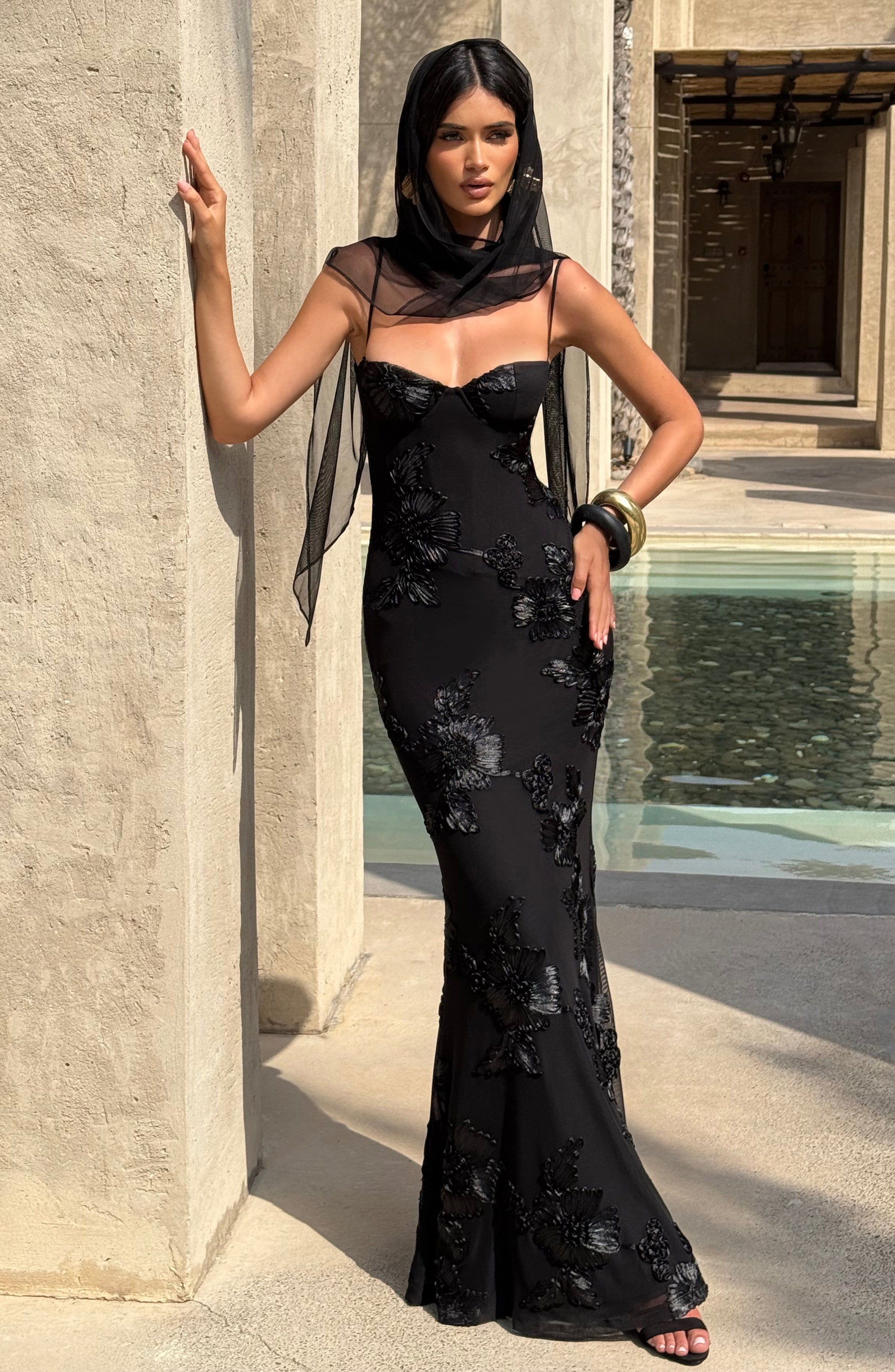 Black Nefertiti Plum Maxi Dress