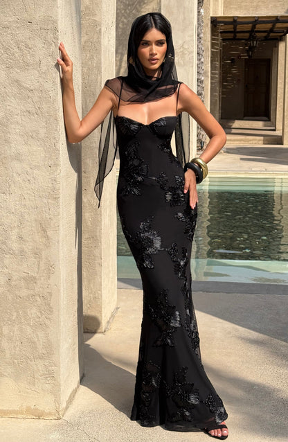 Black Nefertiti Plum Maxi Dress