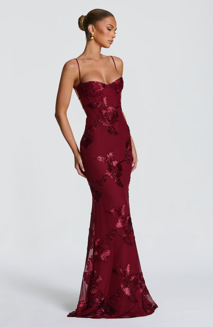 Burgundy Nefertiti Plum Maxi Dress