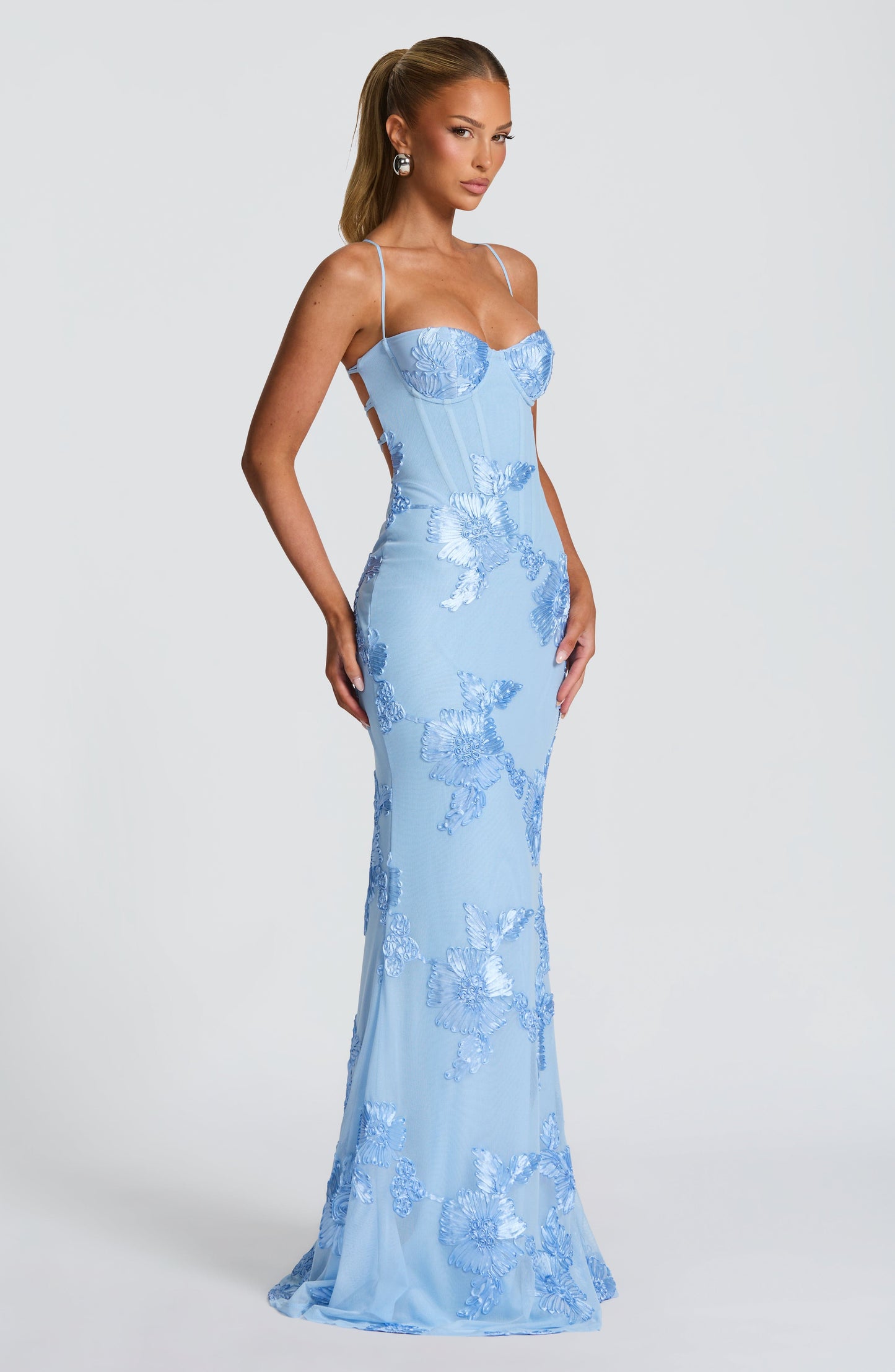 Glacier Blue Nefertiti Plum Maxi Dress