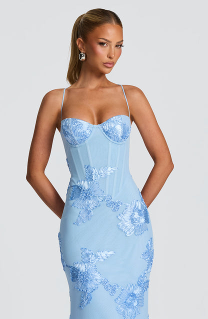 Glacier Blue Nefertiti Plum Maxi Dress