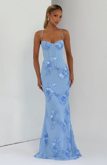 Glacier Blue Nefertiti Plum Maxi Dress