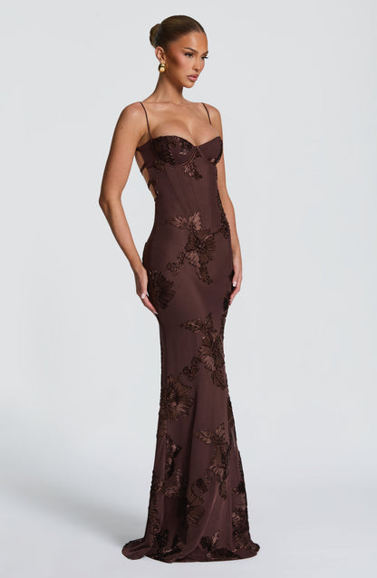 Plum Brown Nefertiti Plum Maxi Dress
