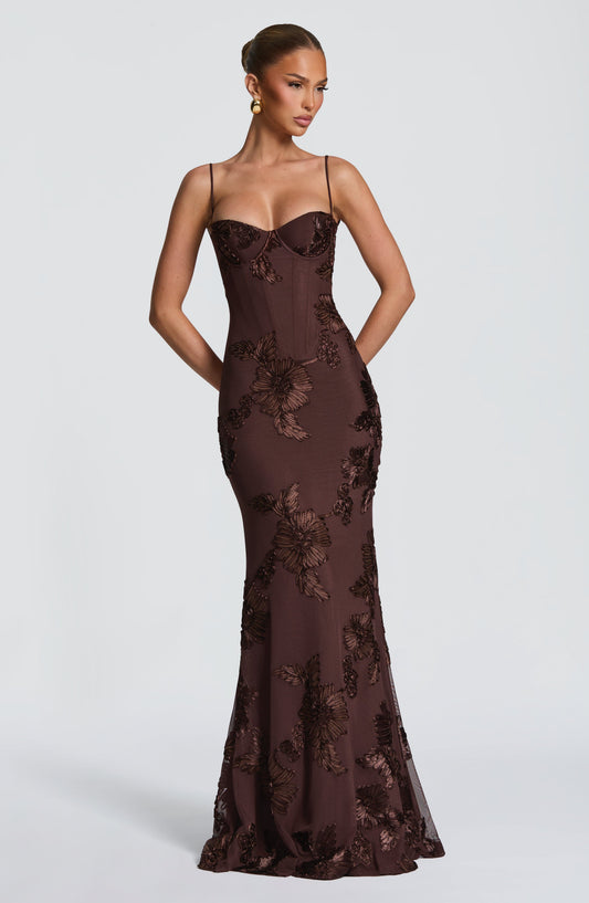 Plum Brown Nefertiti Plum Maxi Dress