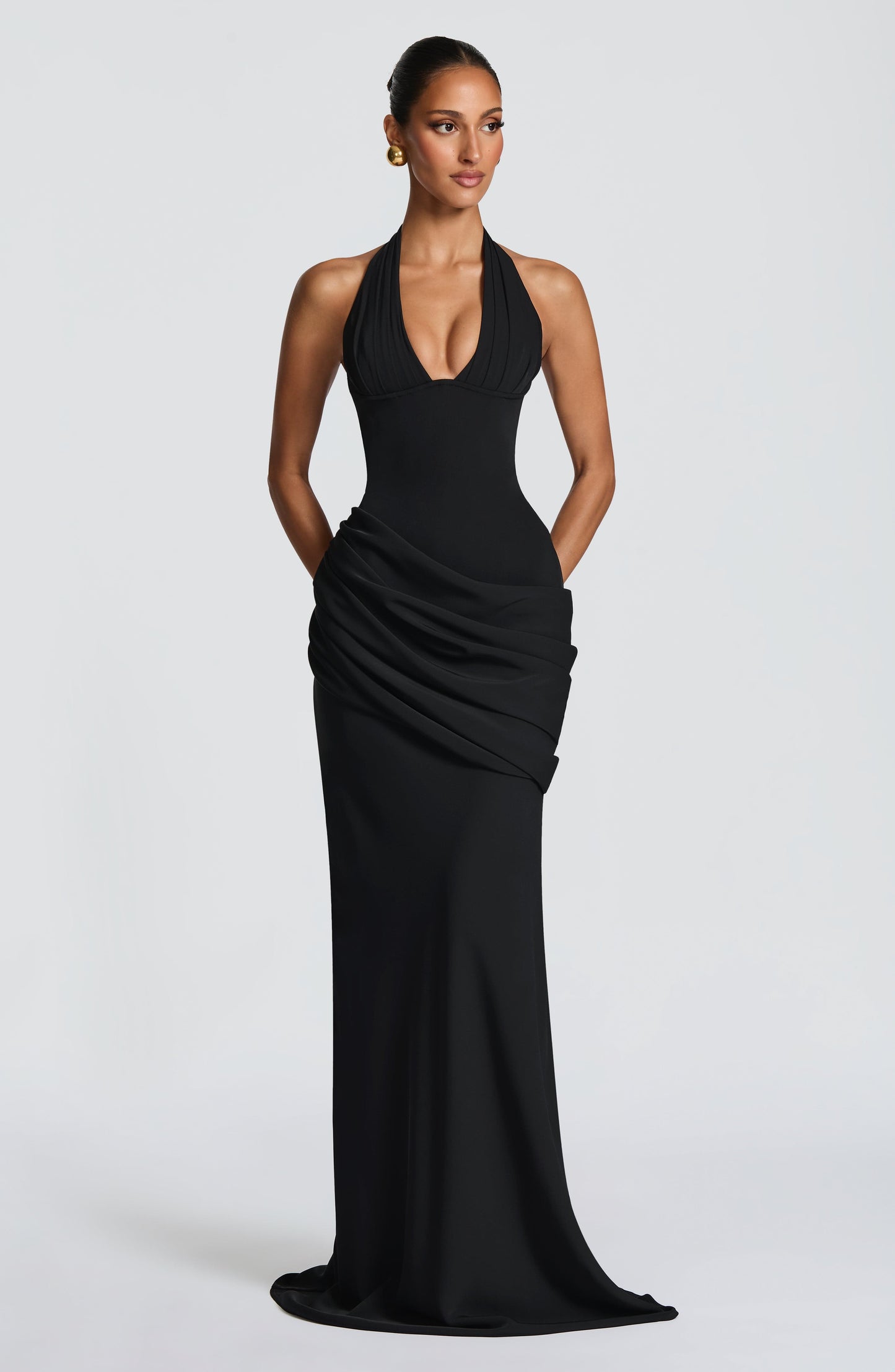 Black Nehemia Silk Gown in Lemon