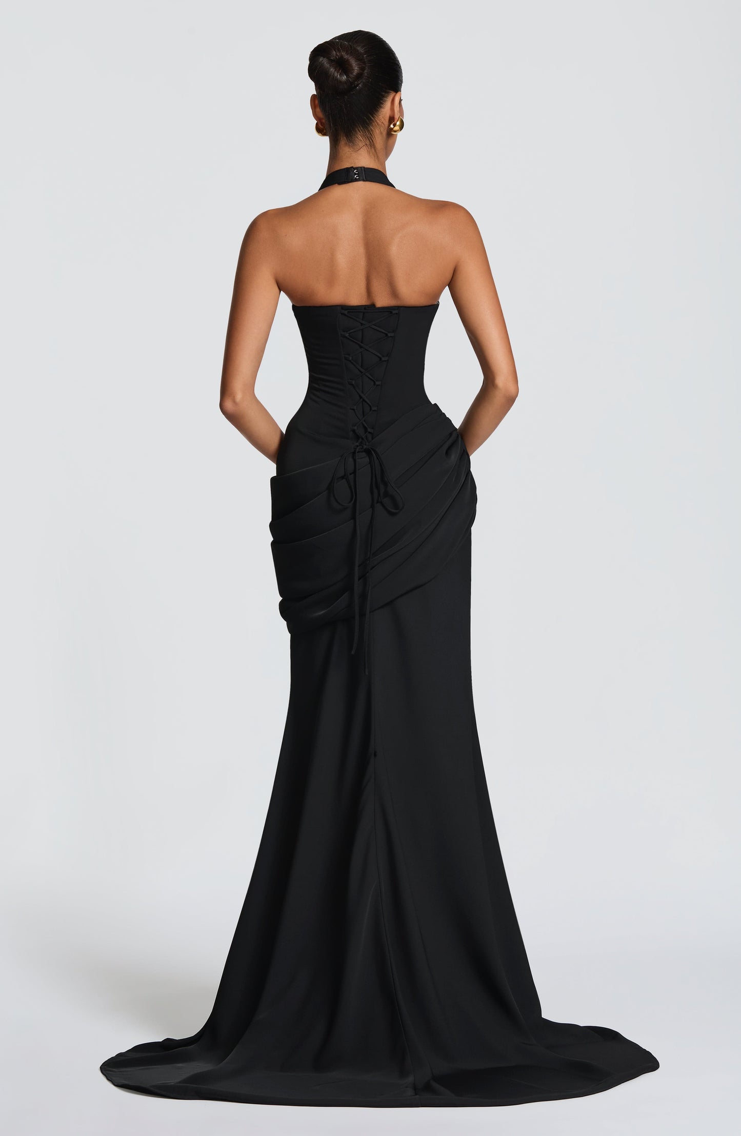 Black Nehemia Silk Gown in Lemon