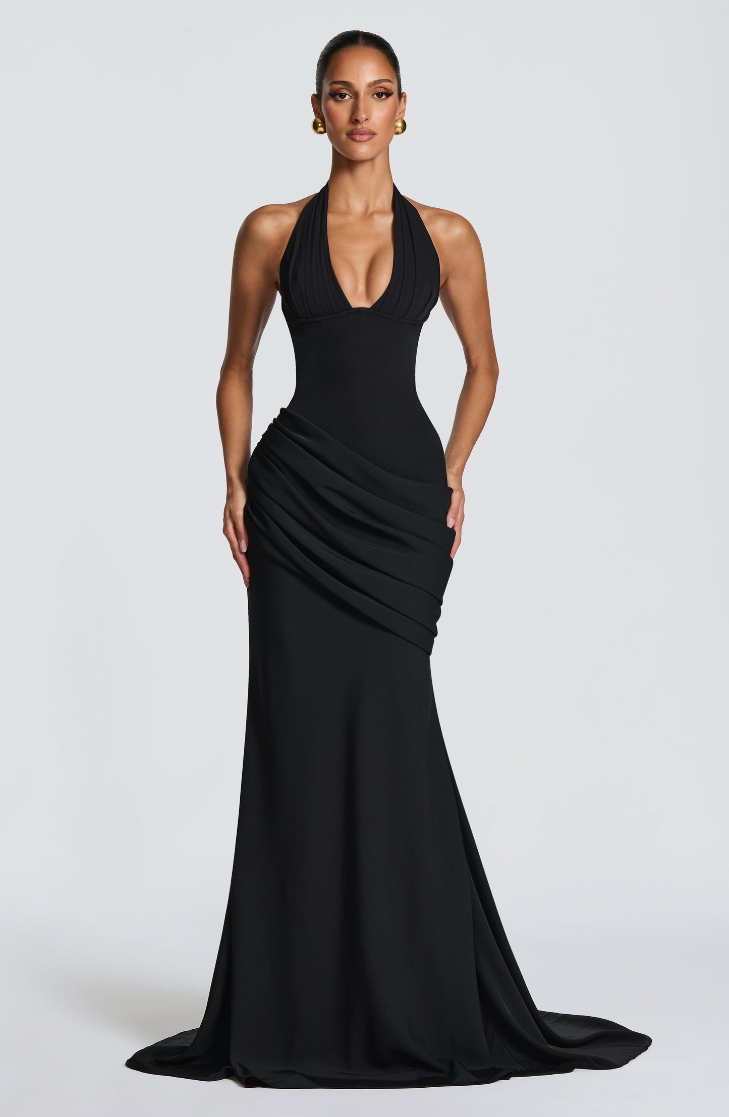 Black Nehemia Silk Gown in Lemon