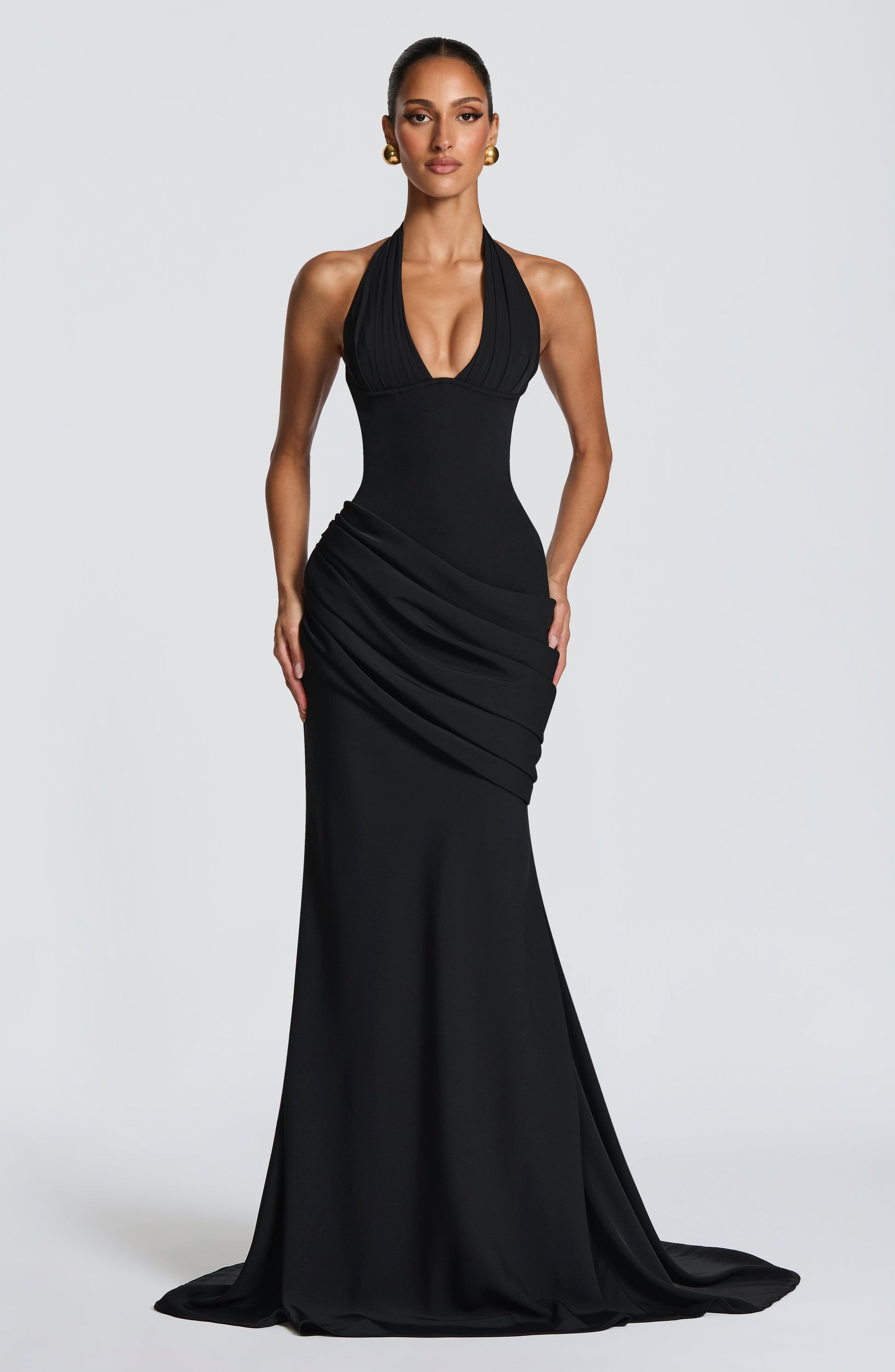 Black Nehemia Silk Gown in Lemon