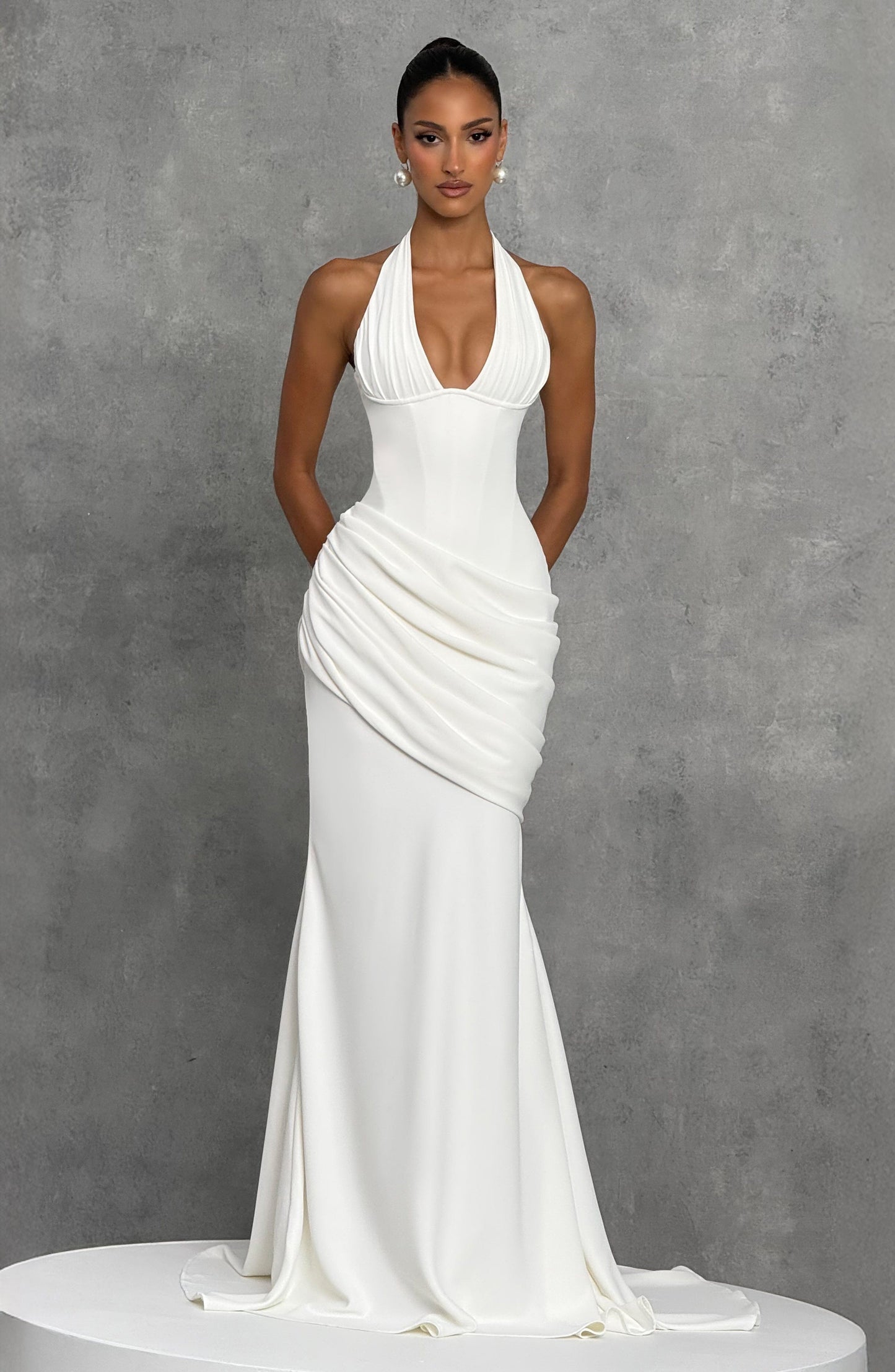 Ivory Nehemia Silk Gown in Lemon