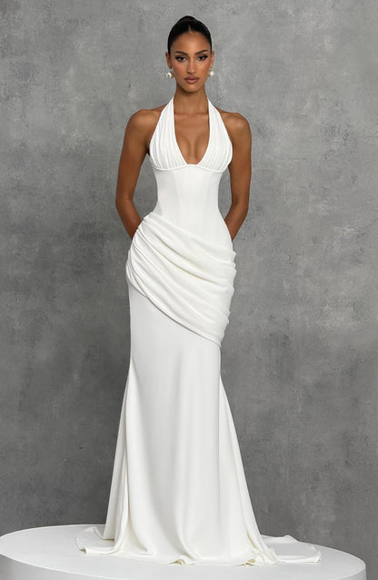 Ivory Nehemia Silk Gown in Lemon