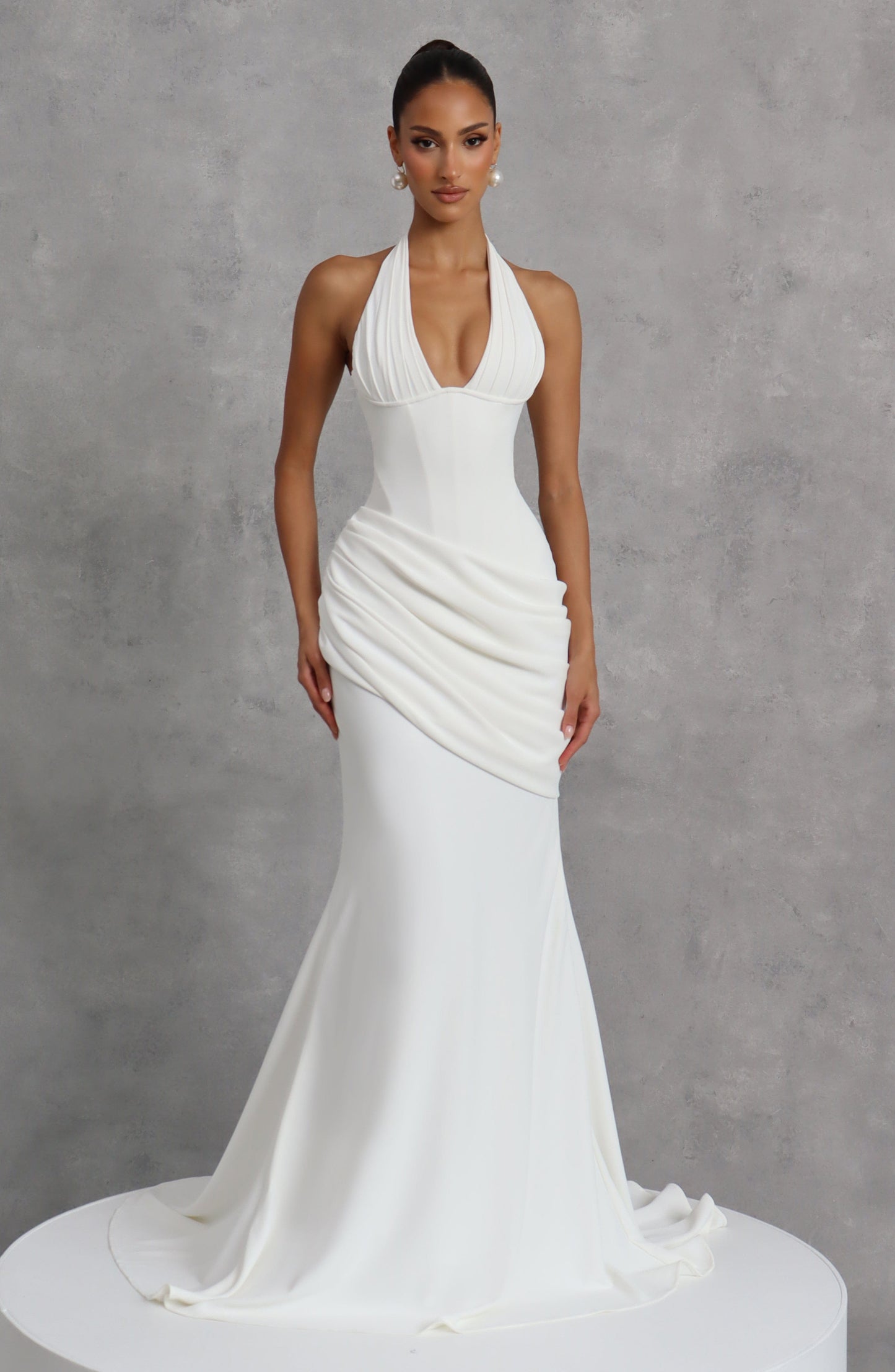 Ivory Nehemia Silk Gown in Lemon