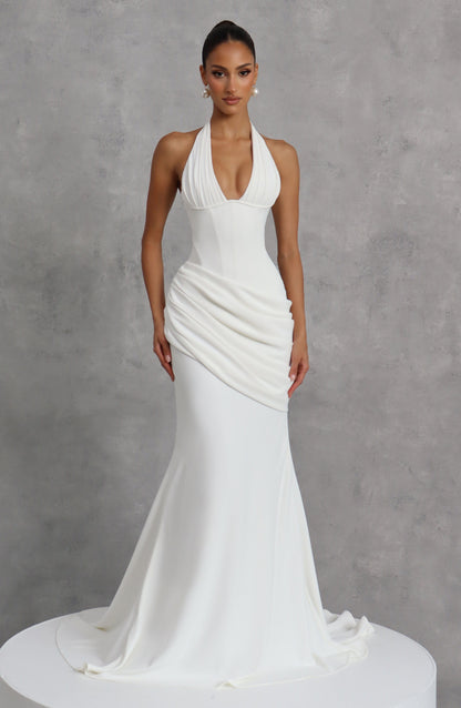 Ivory Nehemia Silk Gown in Lemon