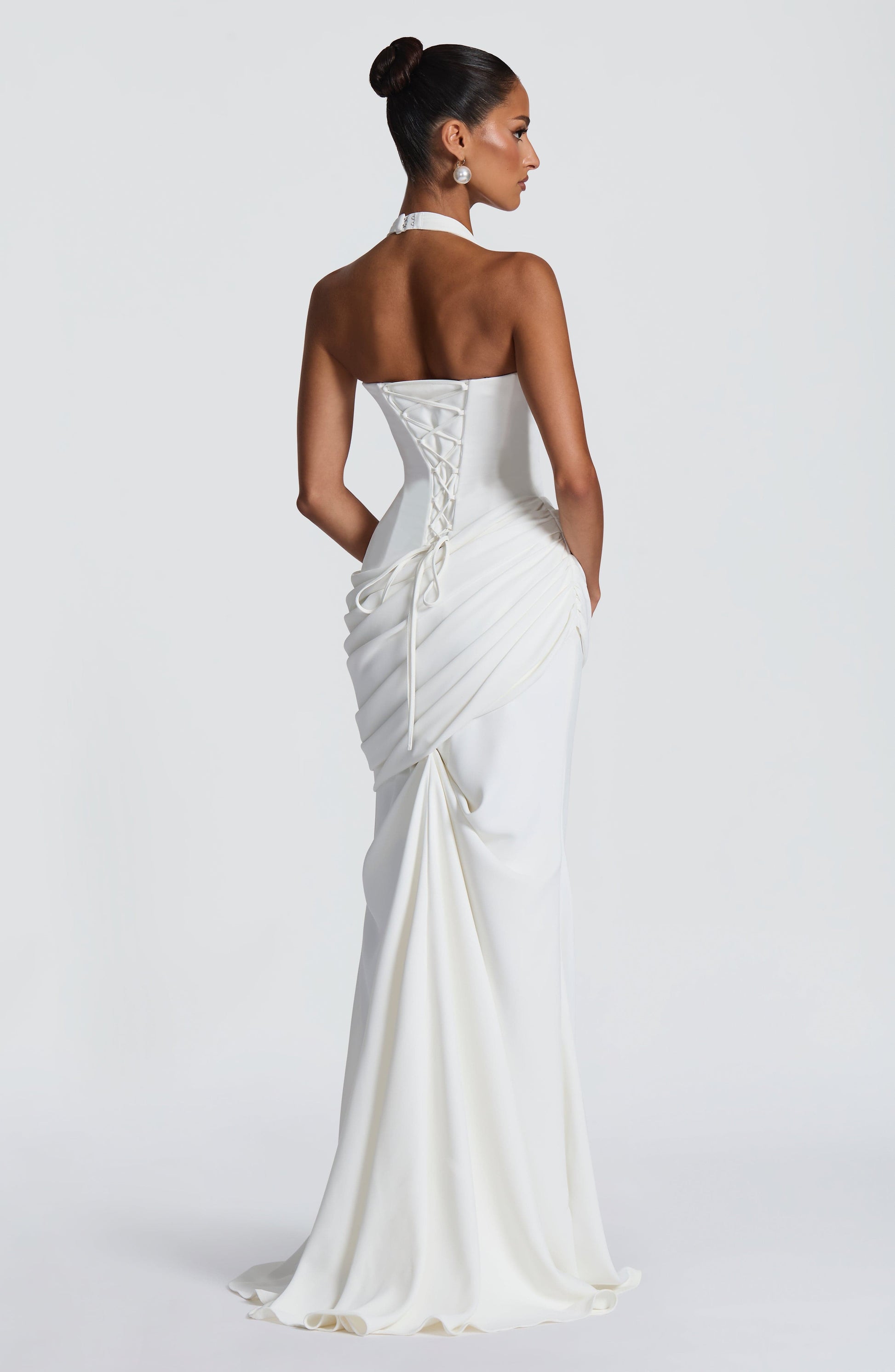 Ivory Nehemia Silk Gown in Lemon