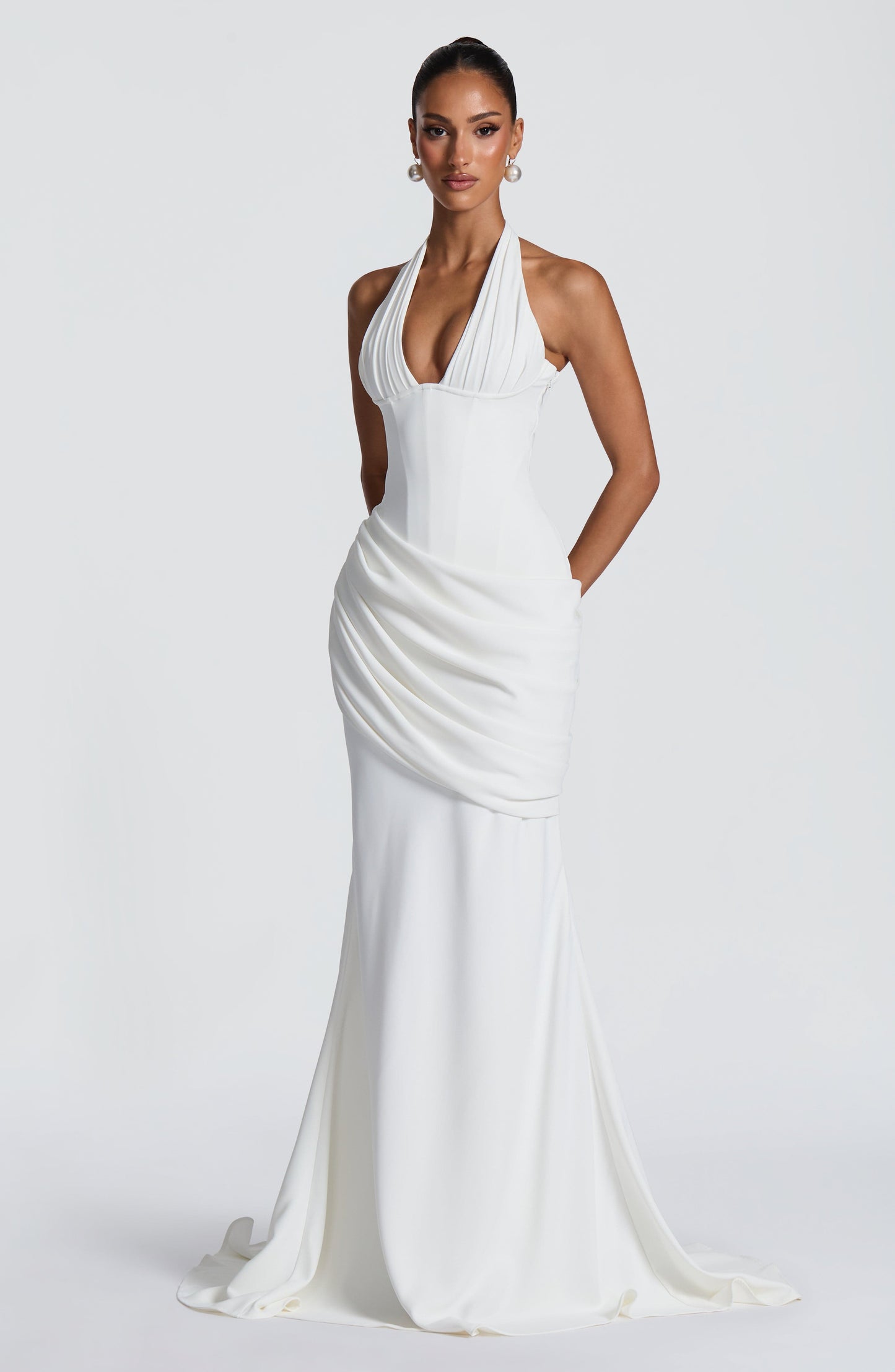 Ivory Nehemia Silk Gown in Lemon