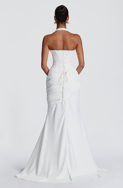 Ivory Nehemia Silk Gown in Lemon