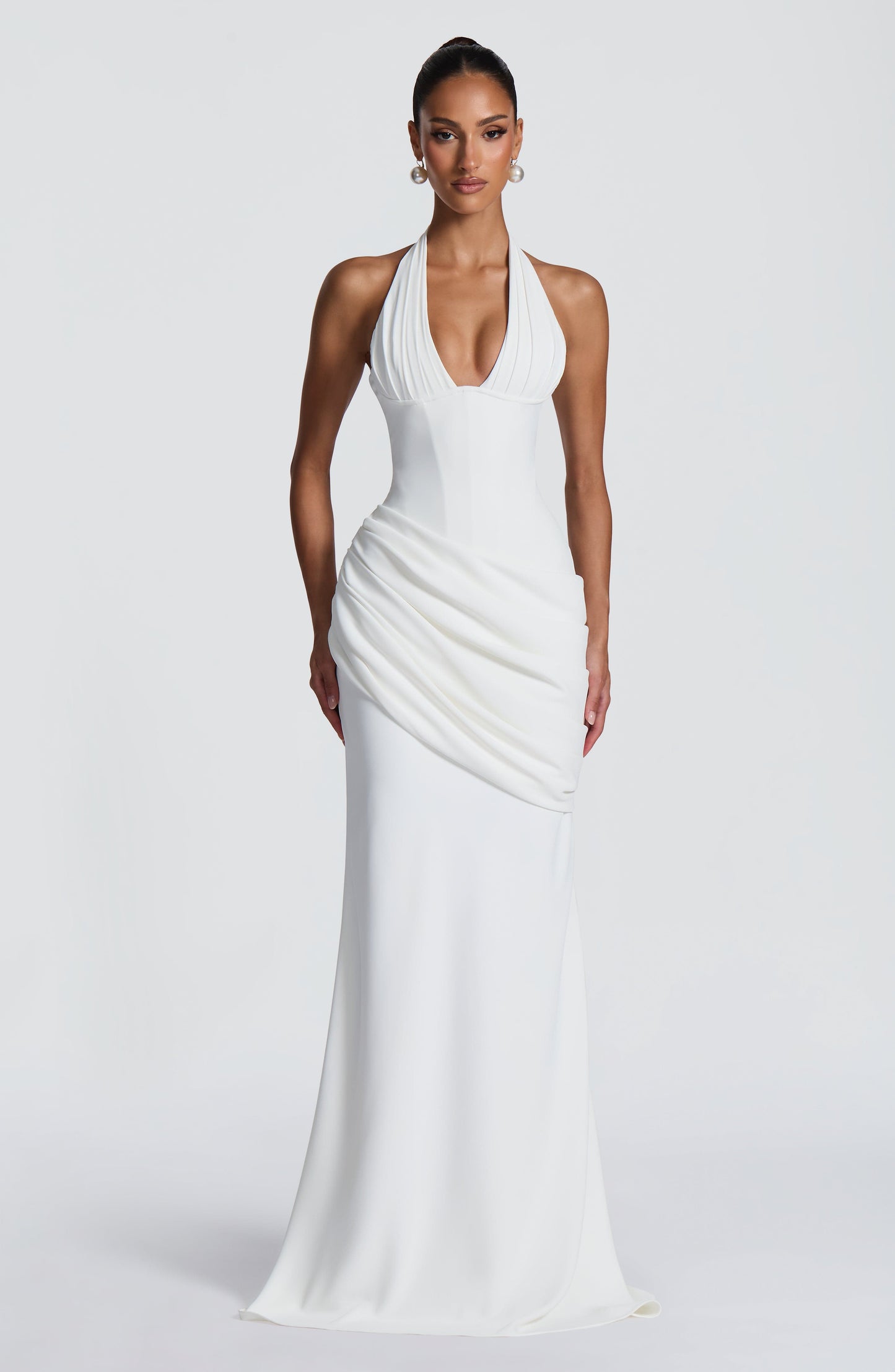 Ivory Nehemia Silk Gown in Lemon