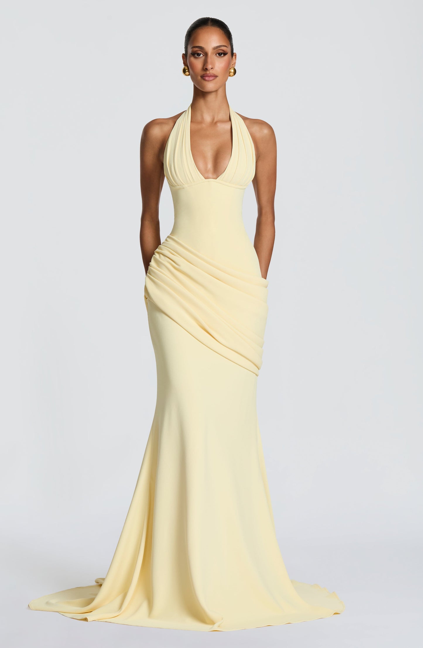 Lemon Nehemia Silk Gown in Lemon