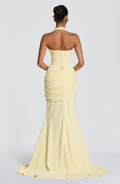 Lemon Nehemia Silk Gown in Lemon