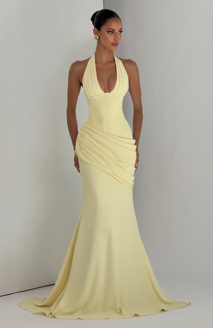 Lemon Nehemia Silk Gown in Lemon